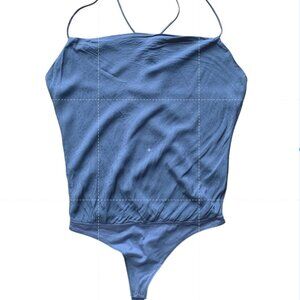 Abercrombie & Fitch Gray Spotted Print Bodysuit Size L Holiday Sexy Party NYE